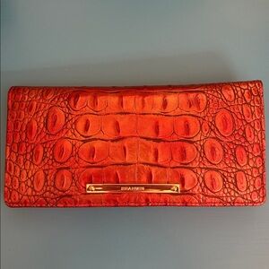 Brahmin Ady bifold Wallet leather gold chili like new